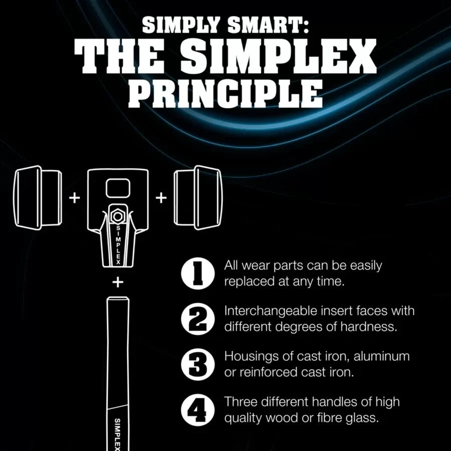 Halder Simplex soft-face mallet, aluminium housing - TPE-soft / TPE-mid - Short Handle