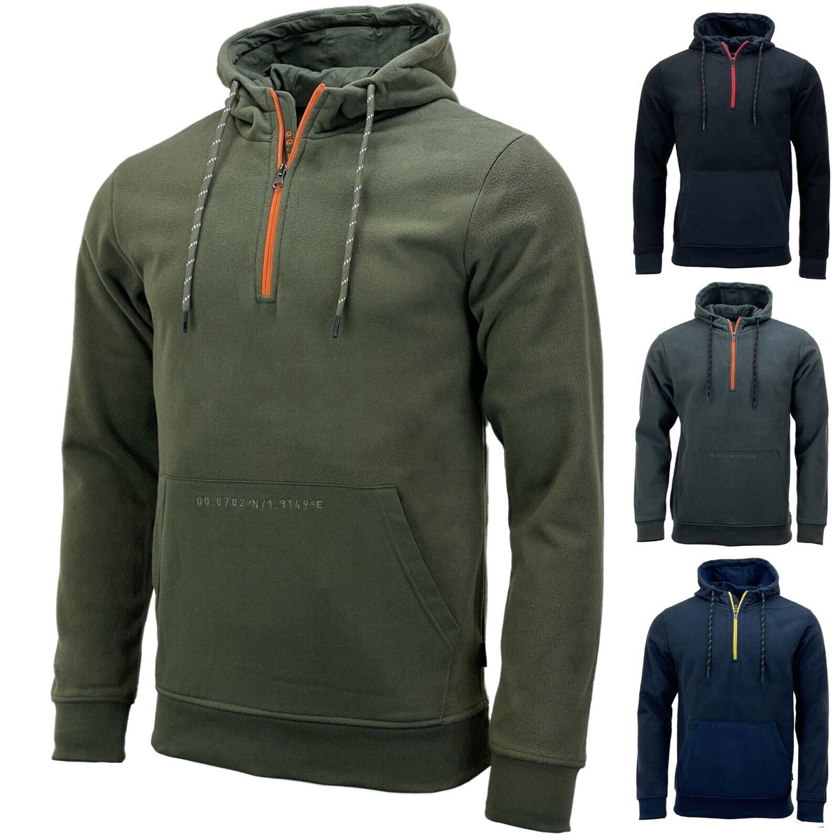Mens Franco Zip Neck Fleece Hoodie
