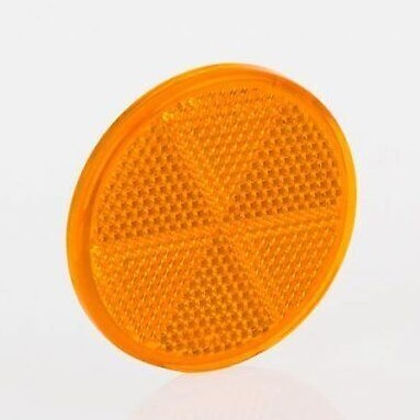 Amber Stick-on 60mm Round Circular Trailer Caravan Reflectors 2x Self-Adhesive