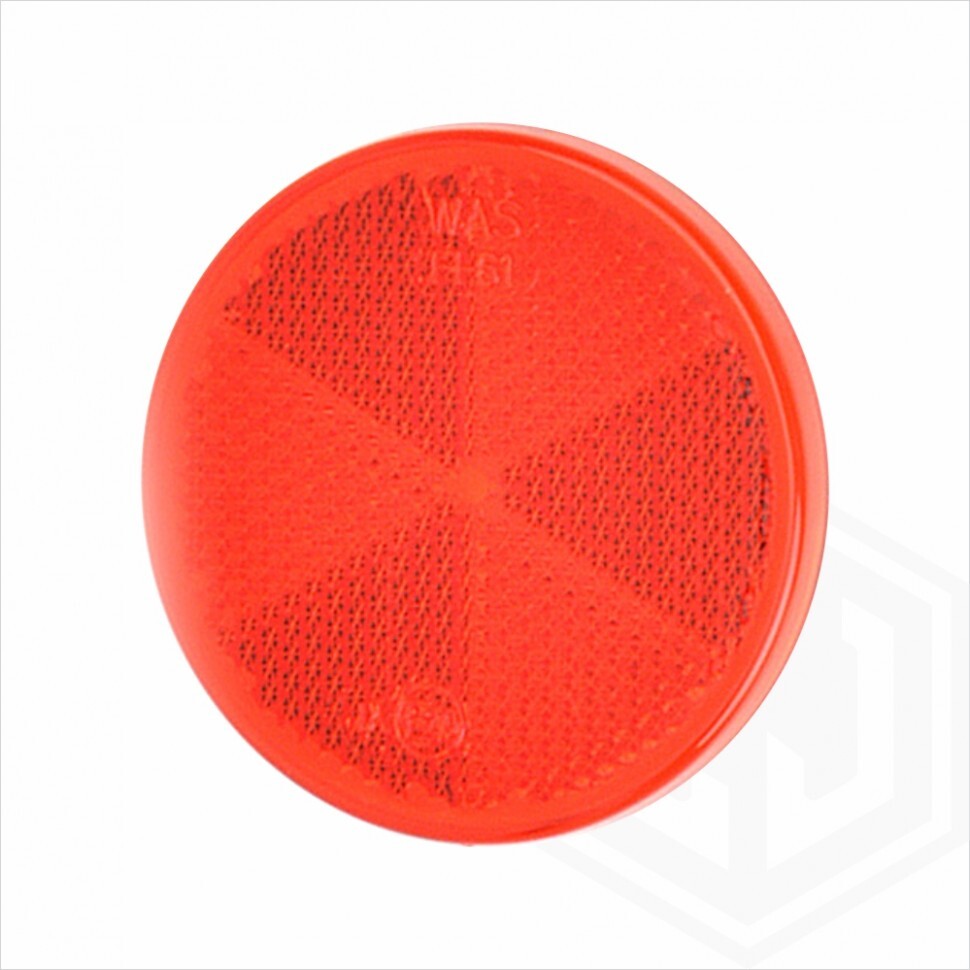 Red Stick-on 60mm Round Circular Trailer Caravan Reflectors 2x Self-Adhesive