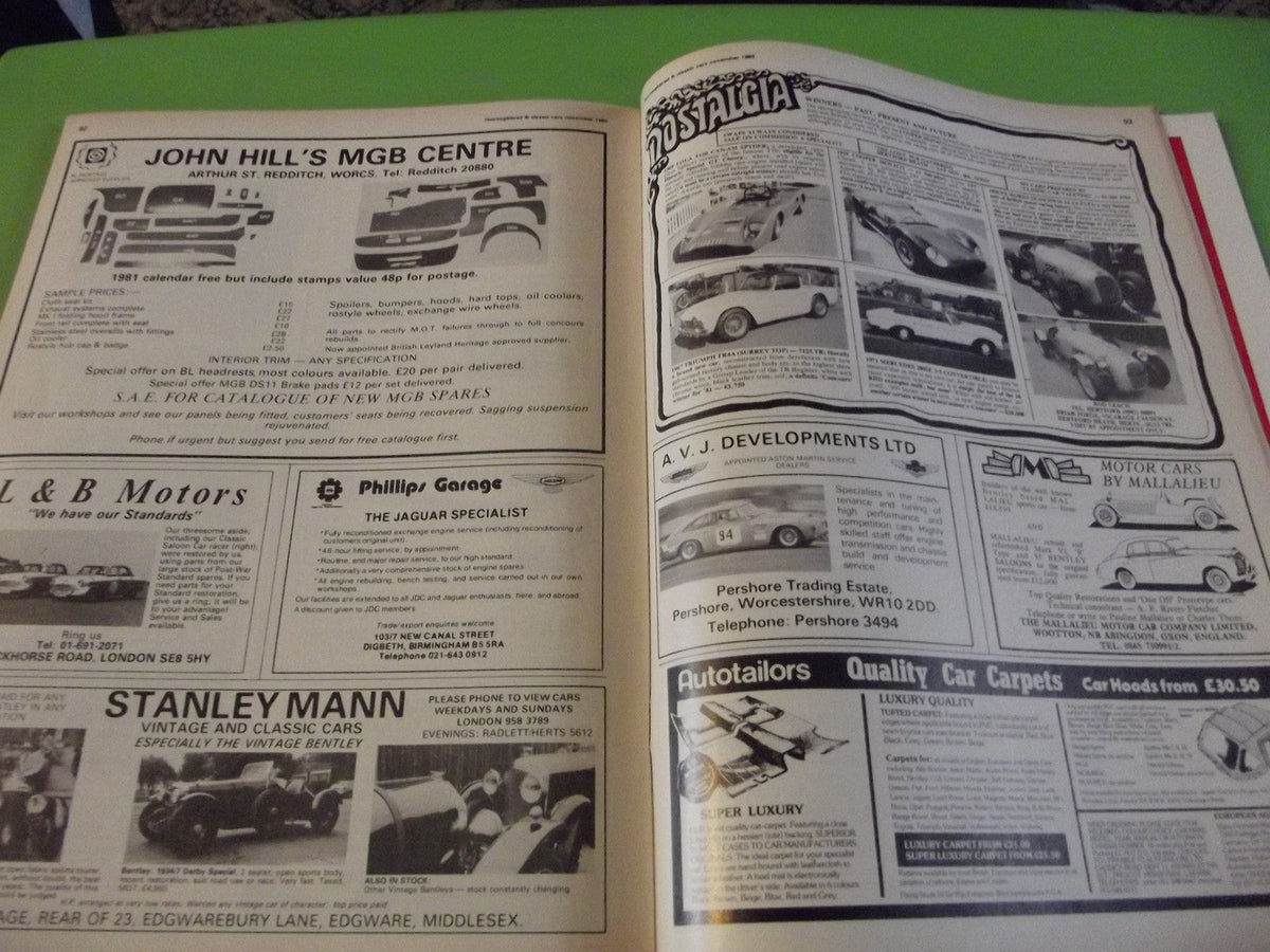 THOROUGHBRED AND CLASSIC CARS MAGAZINE NOVEMBER 1980 #C4
