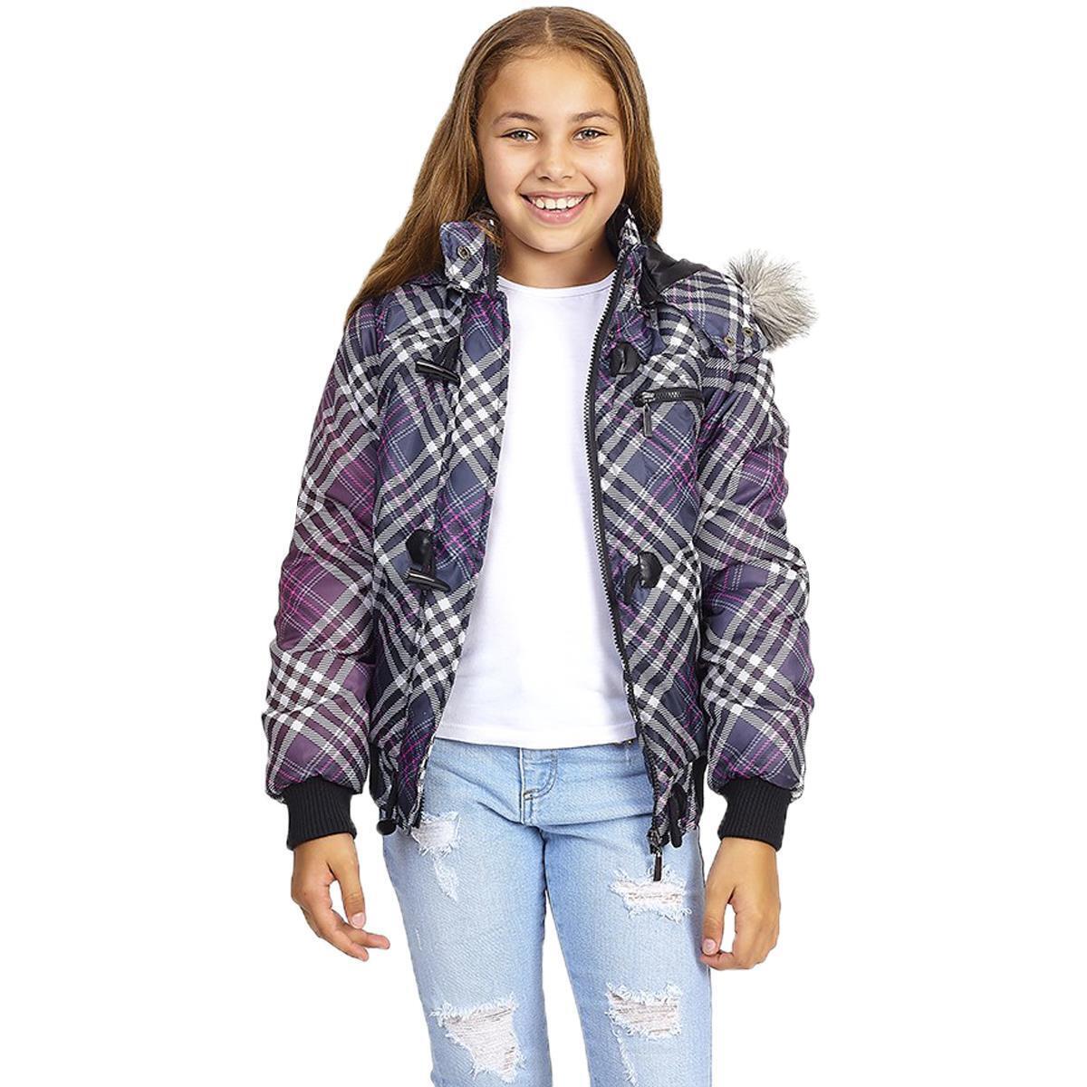 Kids Girls Marley Checked Padded Bomber Jacket