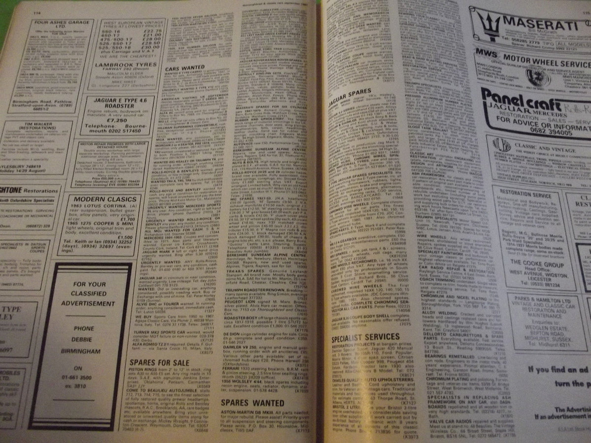 THOROUGHBRED AND CLASSIC CARS MAGAZINE SEPTEMBER 1982 #C4