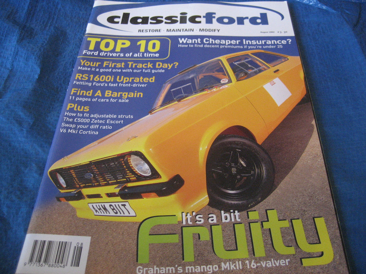 CLASSIC FORD MAGAZINE AUG 2002 RS1600I DIFF SWAPS CAPRI TRACK DAY 16V ASTRA MK2