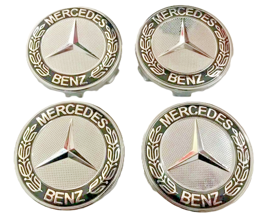 Mercedes Alloy Wheel Centre Hub Caps x4 - 75mm A B C E S M Class ML Black Chrome