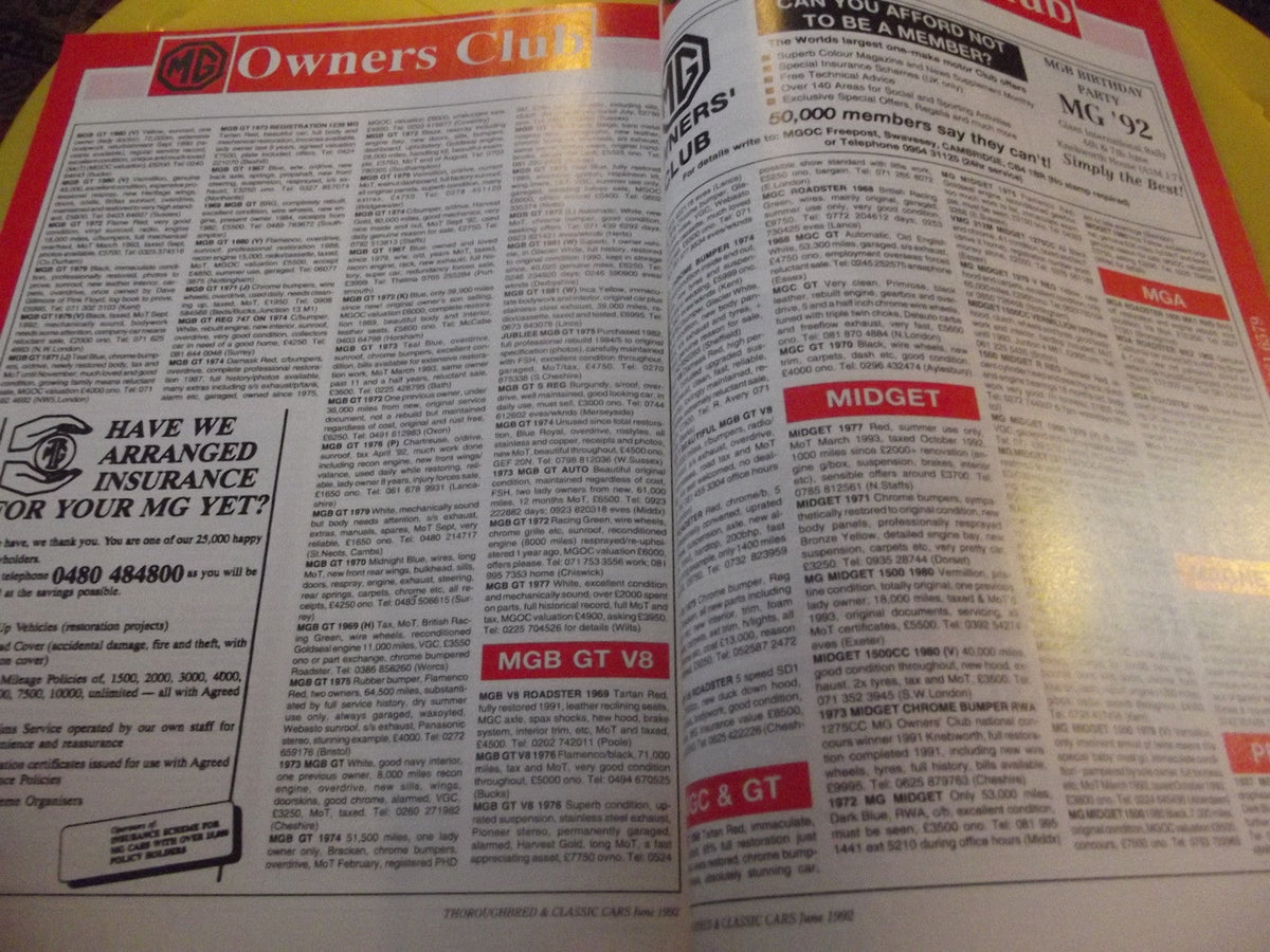 CLASSIC CARS MAGAZINE JUNE 1992 #c3
