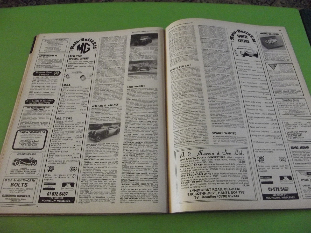 THOROUGHBRED AND CLASSIC CARS MAGAZINE FEBRUARY 1981 #C4