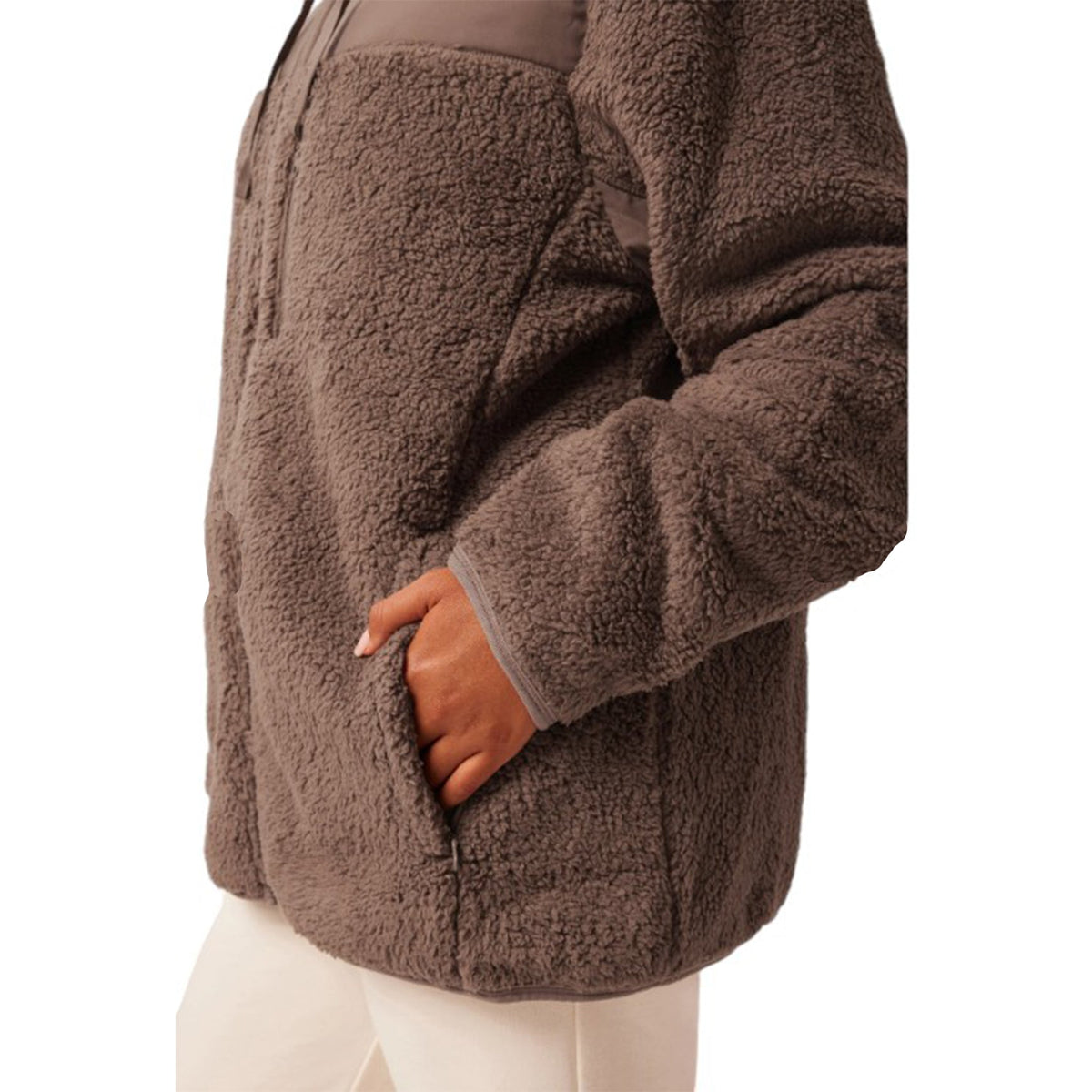 Ladies Teddy Bear Sherpa Fleece Hooded Jacket
