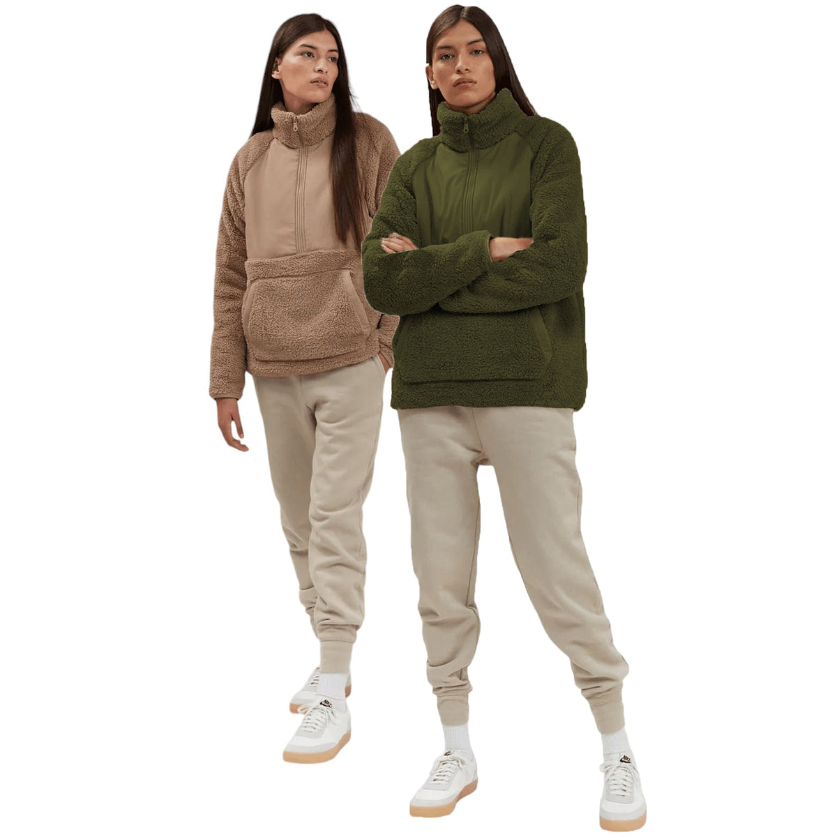 Ladies Teddy Bear Sherpa Fleece Half Zip Sweatshirt