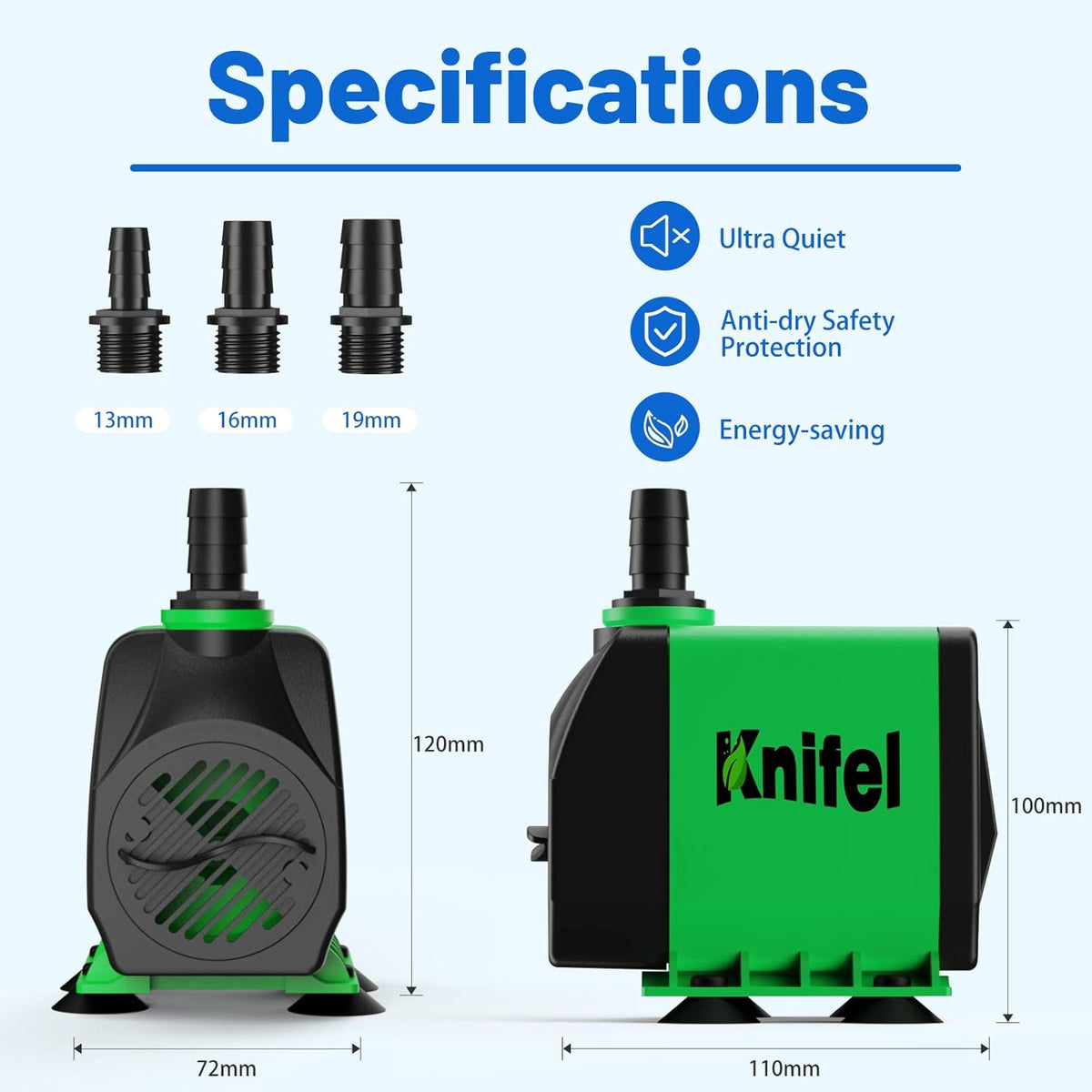 Submersible Water Pump 3000L/H 60W Ultra Quiet Fountain Aquarium Pond Knifel