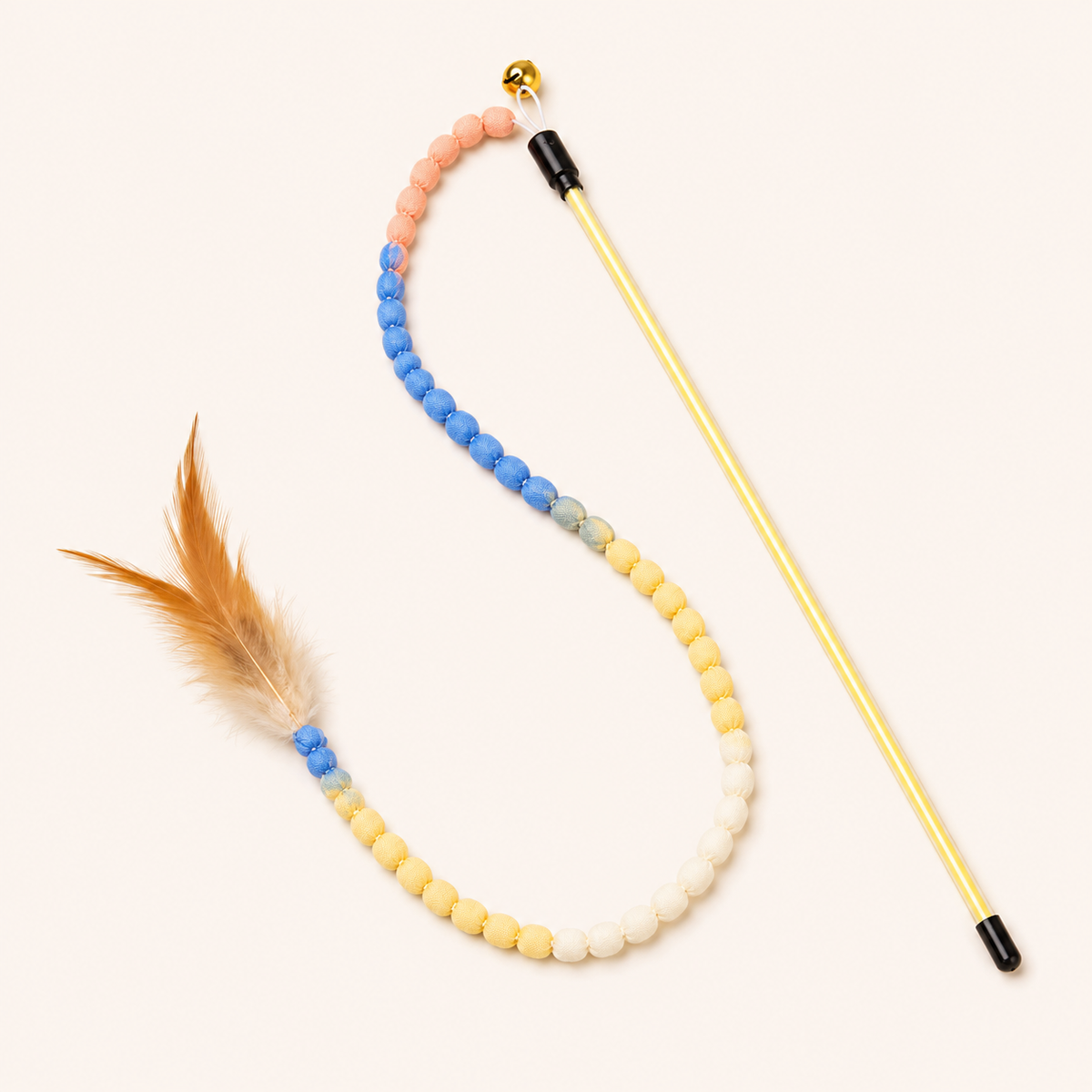 Interactive Cat Rainbow Wand Toy with Feathers – Colourful Teaser Wand for Indoor Cats