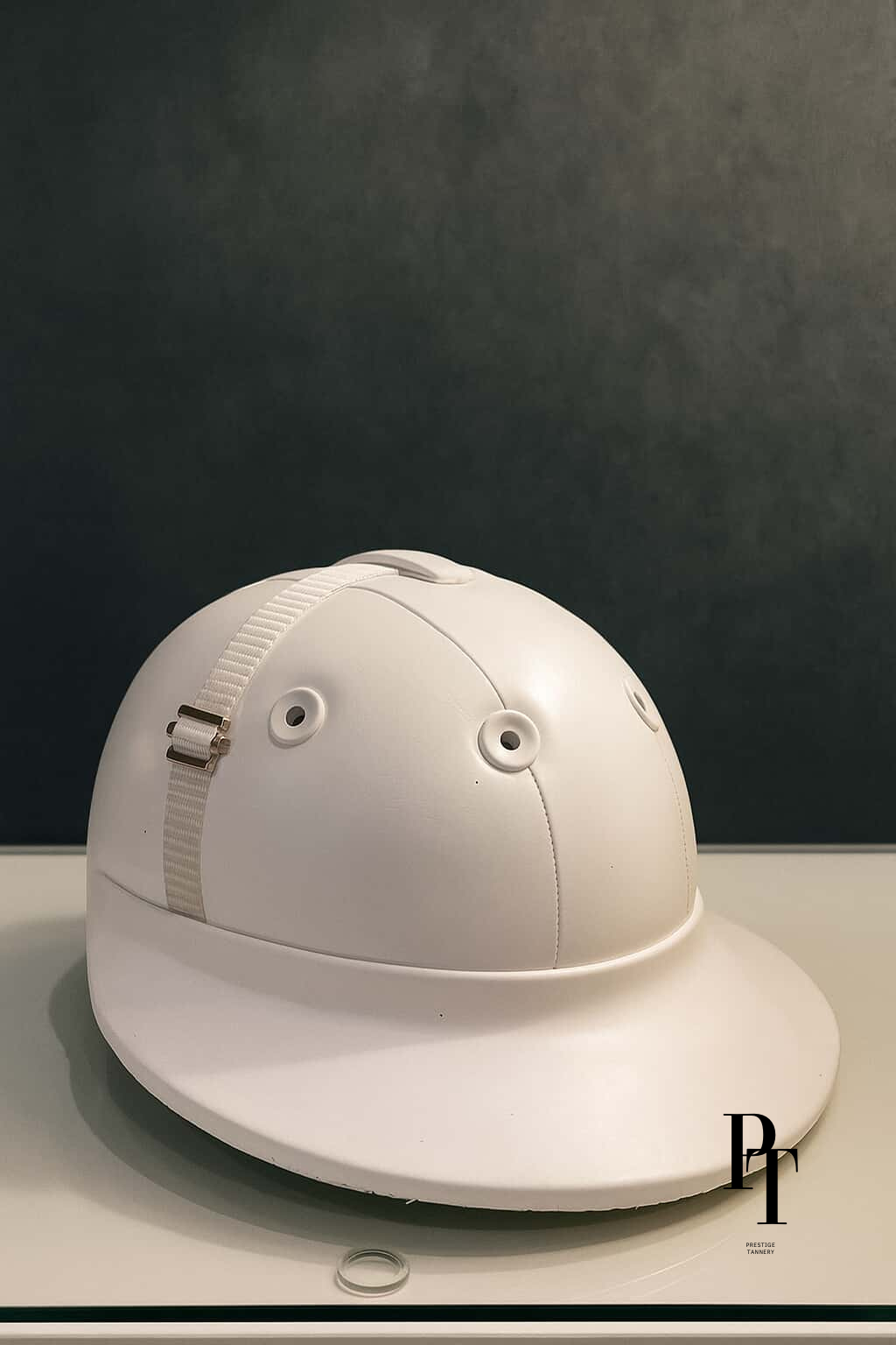 White Leather Polo Helmet