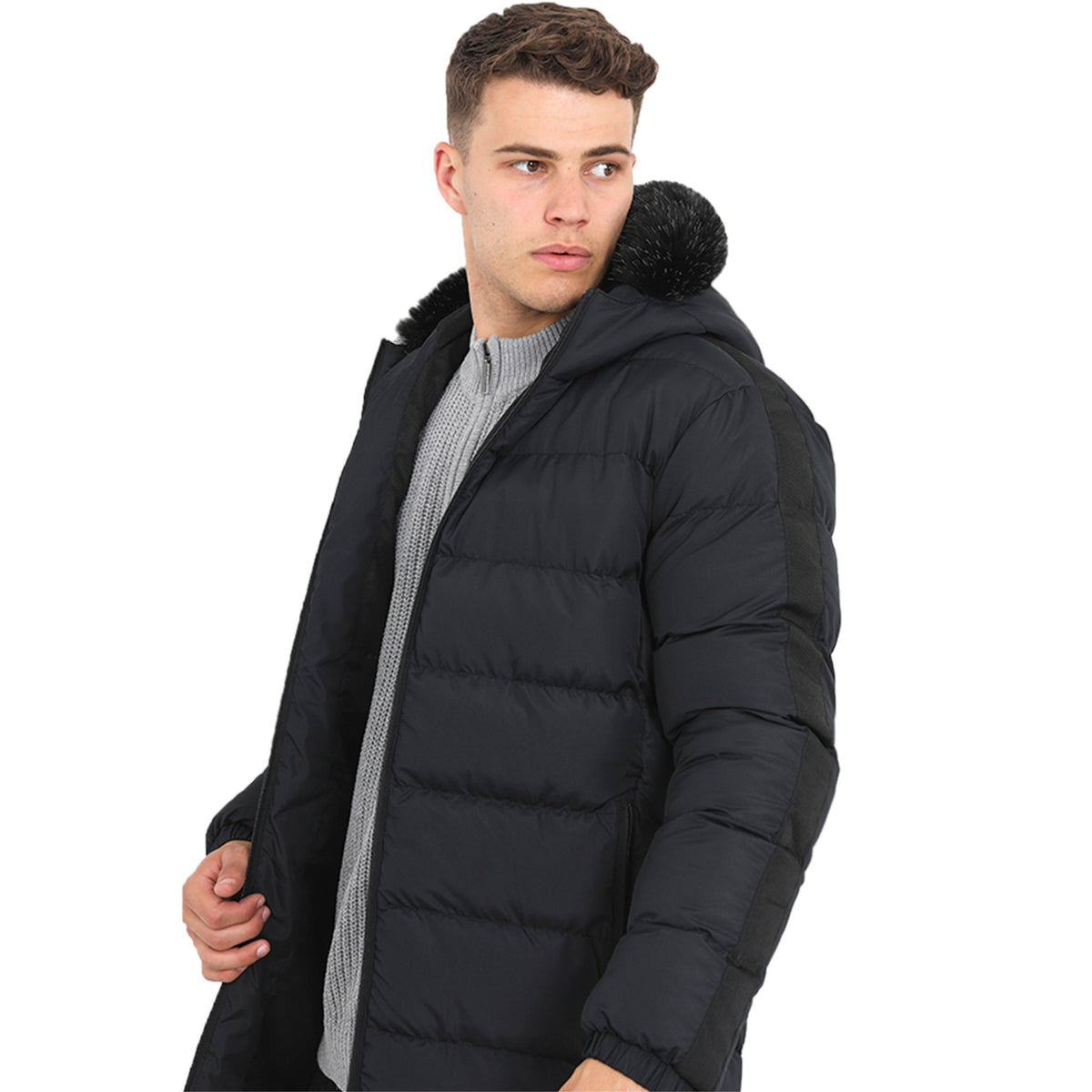 Mens ALTHAM Padded Hooded Longline Jacket