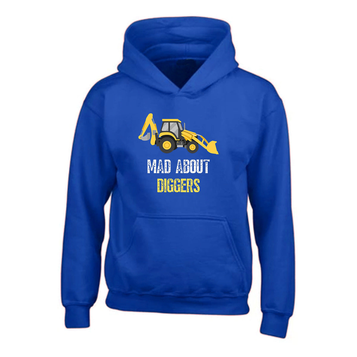 Kids Unisex "MAD ABOUT DIGGERS" Excavator Printed Hoodie