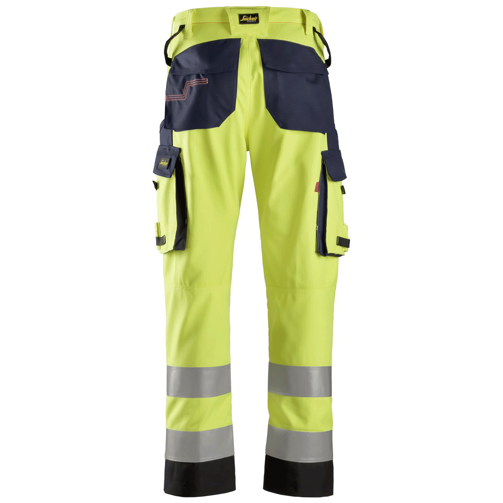 Snickers 6364 ProtecWork, Flame Retardant Arc Protection Hi-Vis Trousers, Class 2