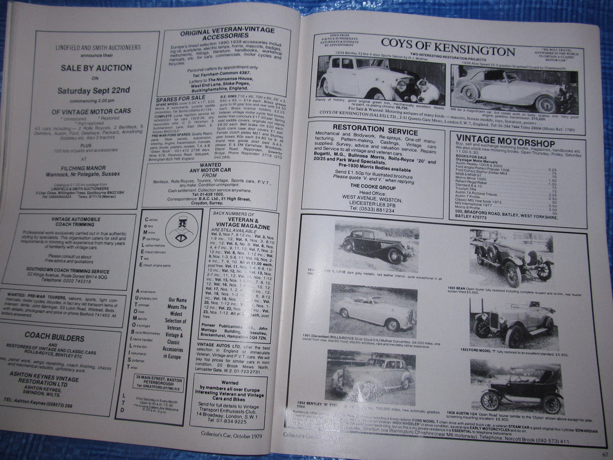1979 OCTOBER COLLECTORS CAR MAGAZINE/JAGUAR BENTLEY #BK1