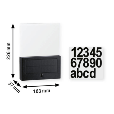 Outdoor Solar House Number Neda IP44 PIR Anthracite Insect Friendly