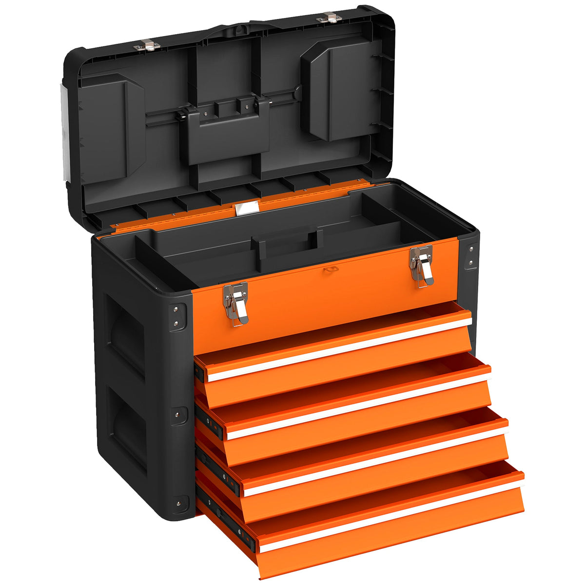 HOMCOM 4 Drawers Large Toolbox - Orange