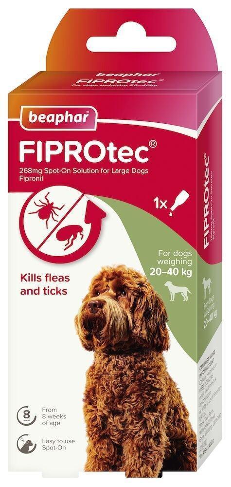 Beaphar FIPROtec Flea and Tick Spot On for Large Dogs (20-40kg) 1 pipette - Case of 6