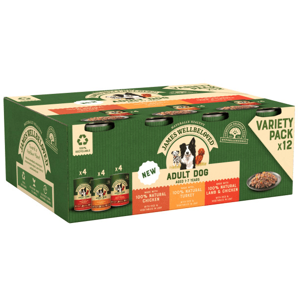 James Wellbeloved Adult Turkey, Lamb & Chicken Loaf Wet Dog Food 400g