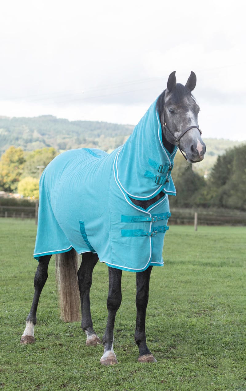 Fleece Rug With Neck Cover - Turquoise