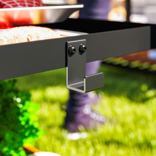 Outsunny Outdoor BBQ Table with 2-Tier Shelf, Outdoor Kitchen, Charcoal Grey