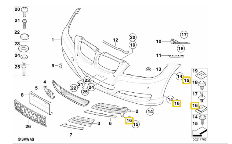 BMW Metal Self-Locking C-Clip Nut - Undertray & Trim Panel Fastener 07146951655