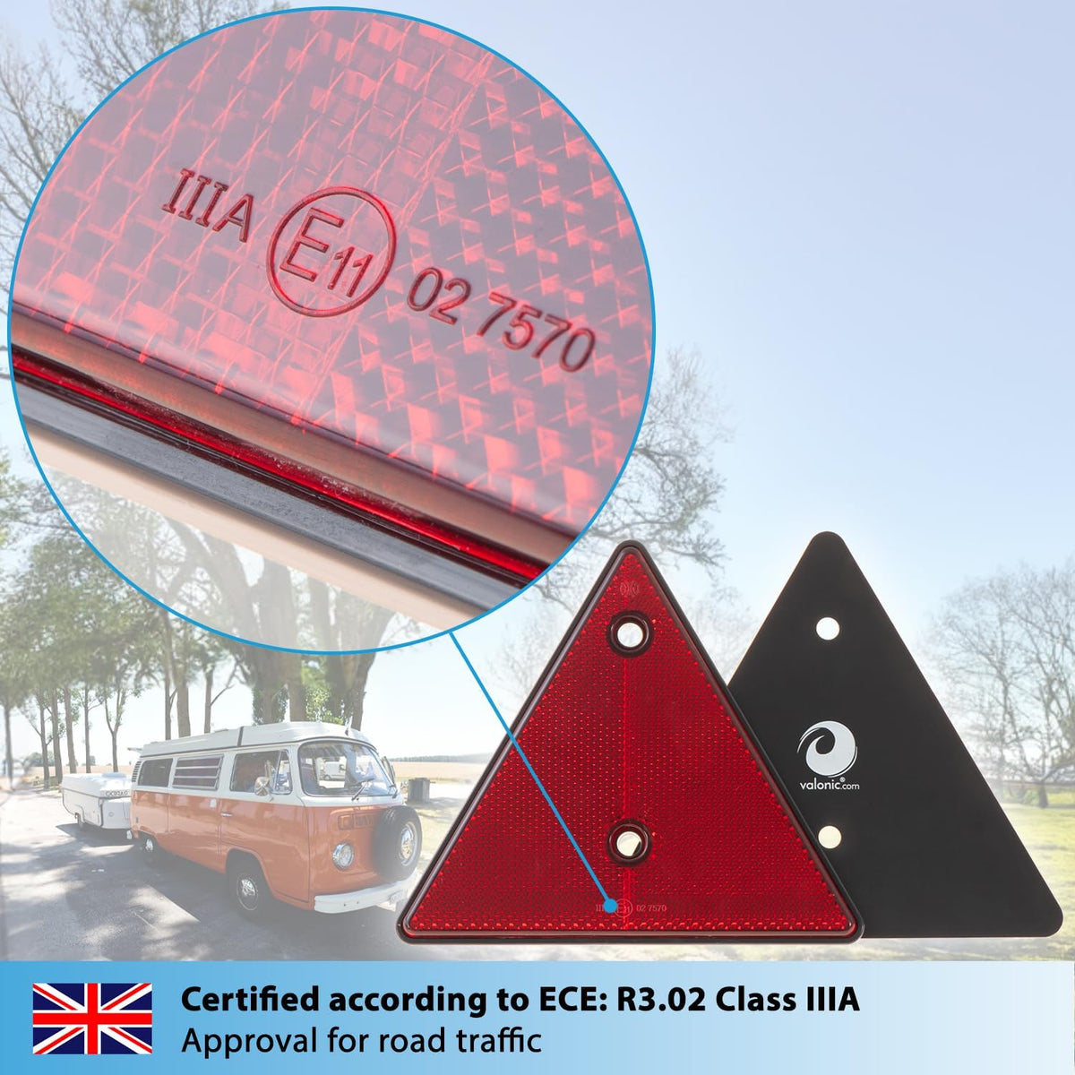 Red Triangle Reflector Set - ECE Trailer Caravan & Recovery Vehicle Safety Reflectors