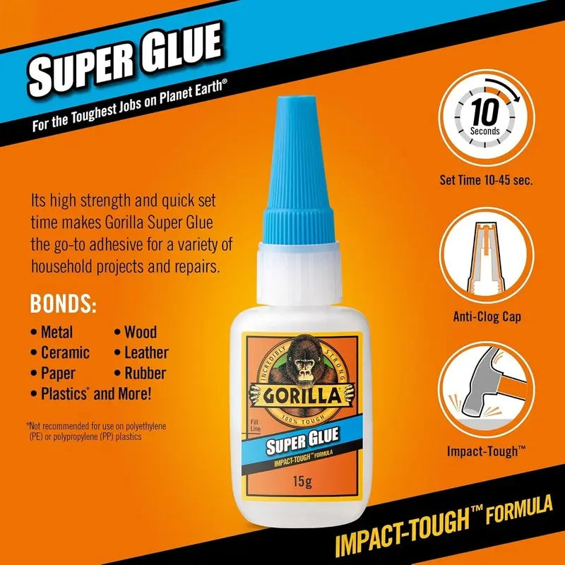 Gorilla Super Glue 15g Fast Setting Impact Tough All Purpose Strong Adhesive