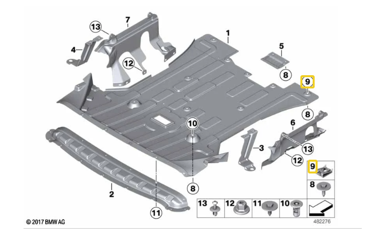 BMW Metal Self-Locking C-Clip Nut - Undertray & Trim Panel Fastener 07146951655