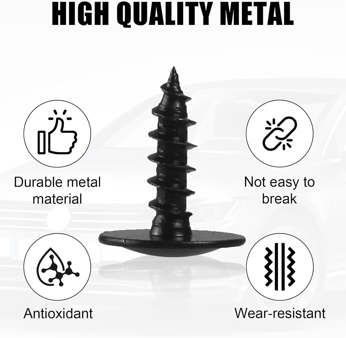 Automotive Vehicle Universal M5 Black Flange Head Self Tapping Trim Screw - Car Van Truck