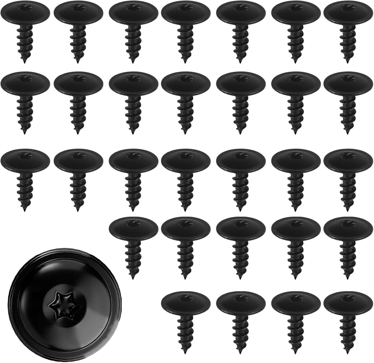 Automotive Vehicle Universal M5 Black Flange Head Self Tapping Trim Screw - Car Van Truck
