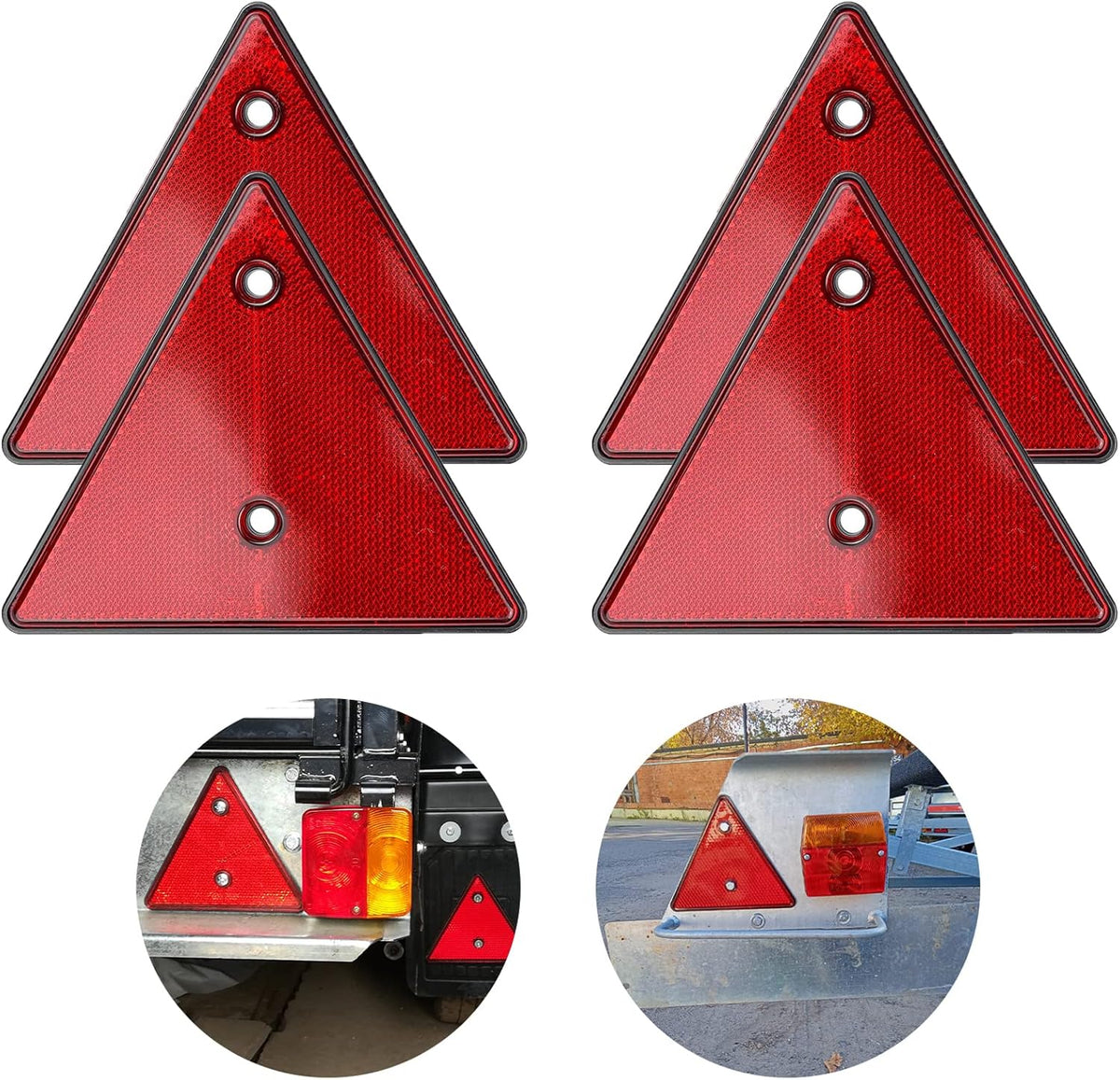 Red Triangle Reflector Set - ECE Trailer Caravan & Recovery Vehicle Safety Reflectors
