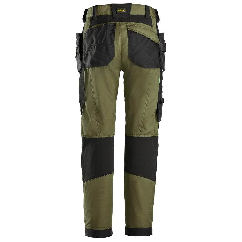 Snickers 6902 FlexiWork, Kneepad Holster Pocket Work Trousers Khaki Green