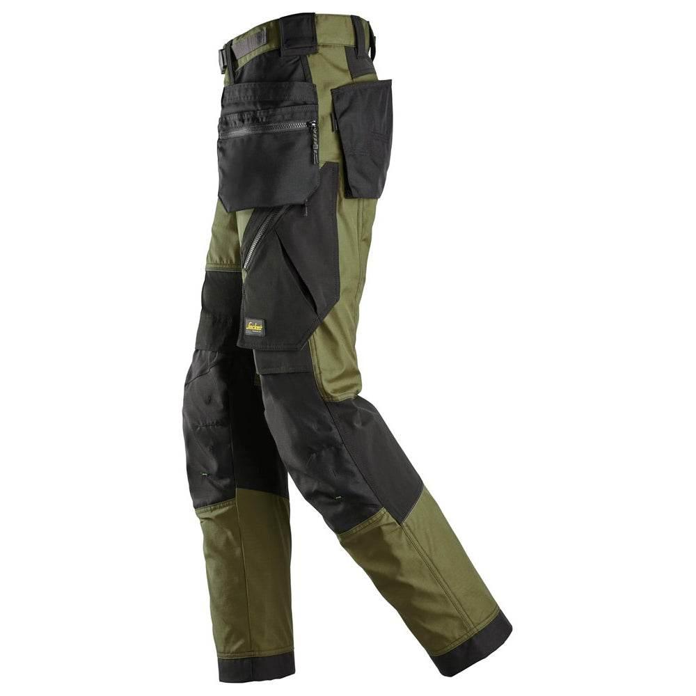 Snickers 6902 FlexiWork, Kneepad Holster Pocket Work Trousers Khaki Green