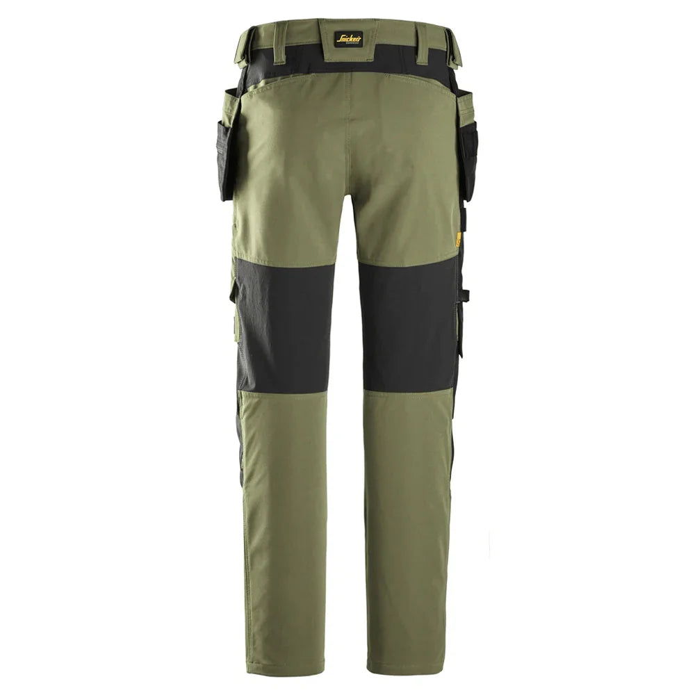Snickers 6218 AllroundWork Holster Pocket 4-Way Stretch Trousers Khaki Green