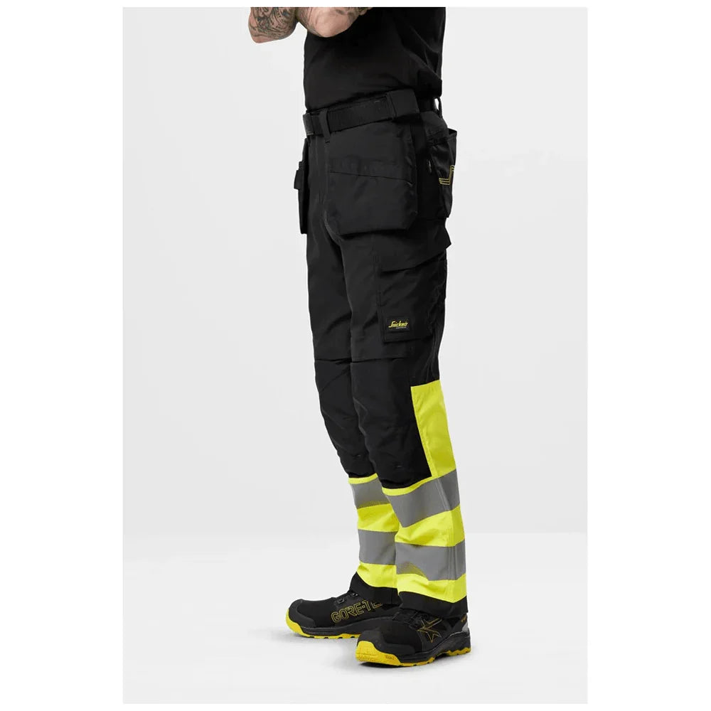 Snickers 6935 Hi-Vis Detachable Holster Pocket 4-Way Stretch Trousers Class 1