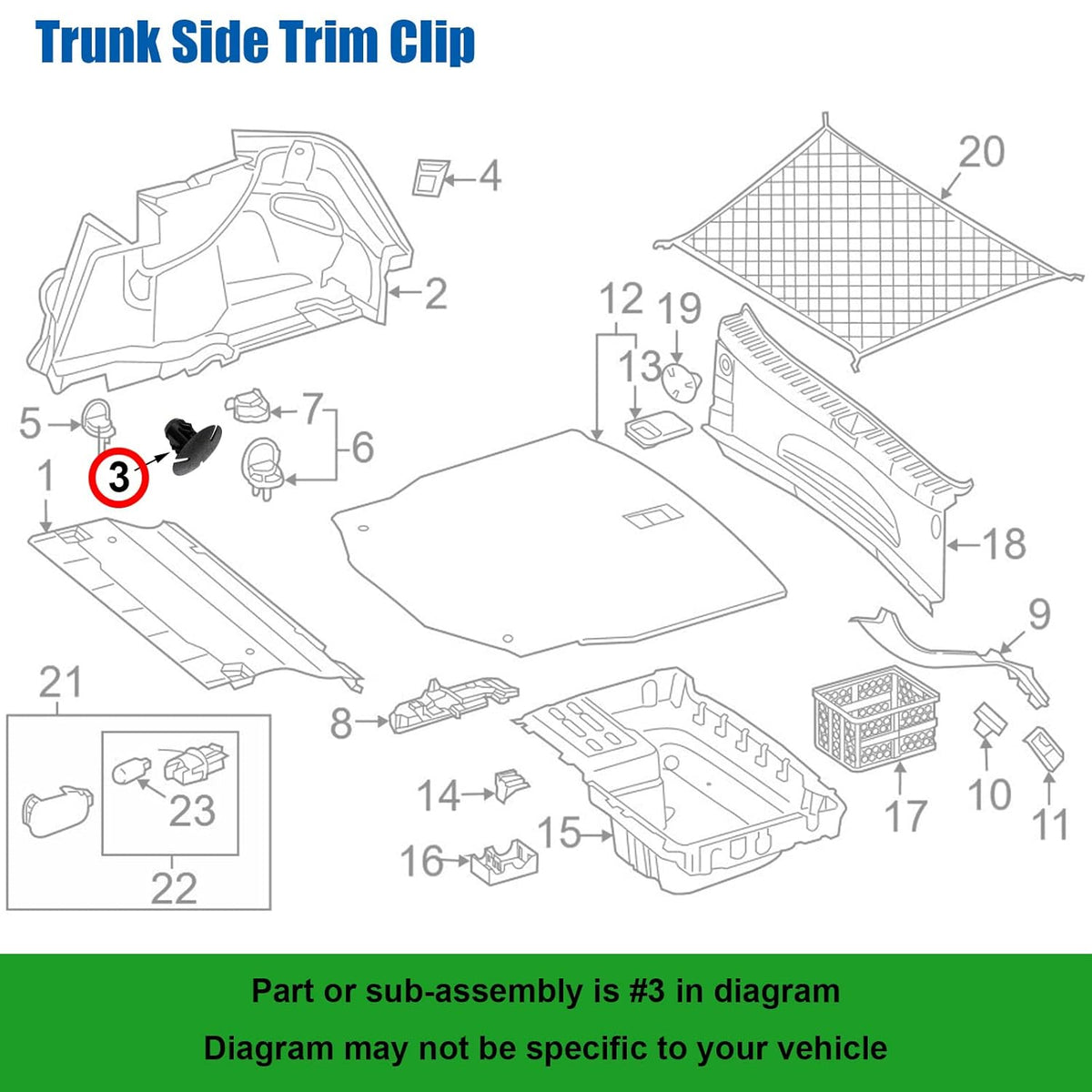 Mercedes Black Trim Panel Retainer Clip - Boot Liner Fastener A0009914795