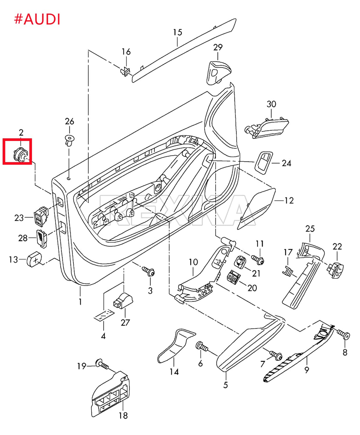 VW Door Card Panel Sprung Head Trim Clips - 7L6868243