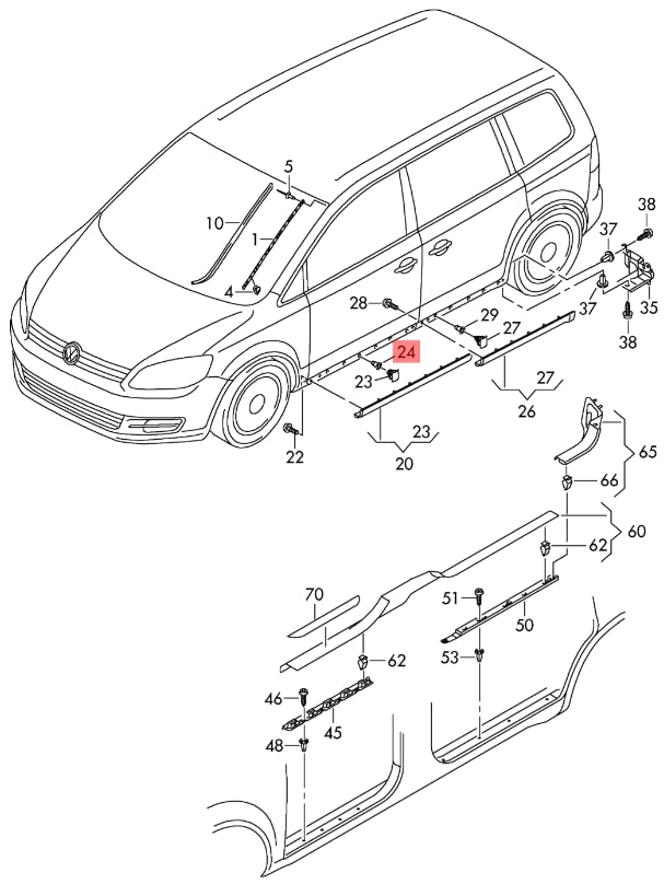 VAG Rubber Grommet Insert - Sealing Plug & Trim Clip Holder 3C0853586