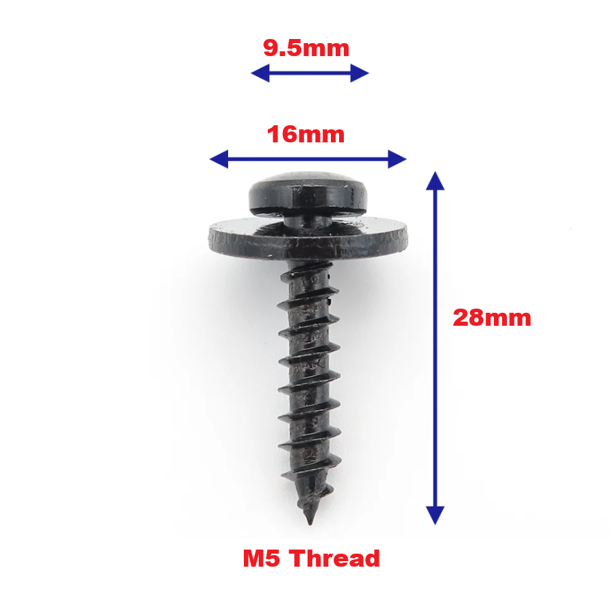 M5 T20 Torx Self Tapping Trim Panel Screw - 28mm with Captive Washer