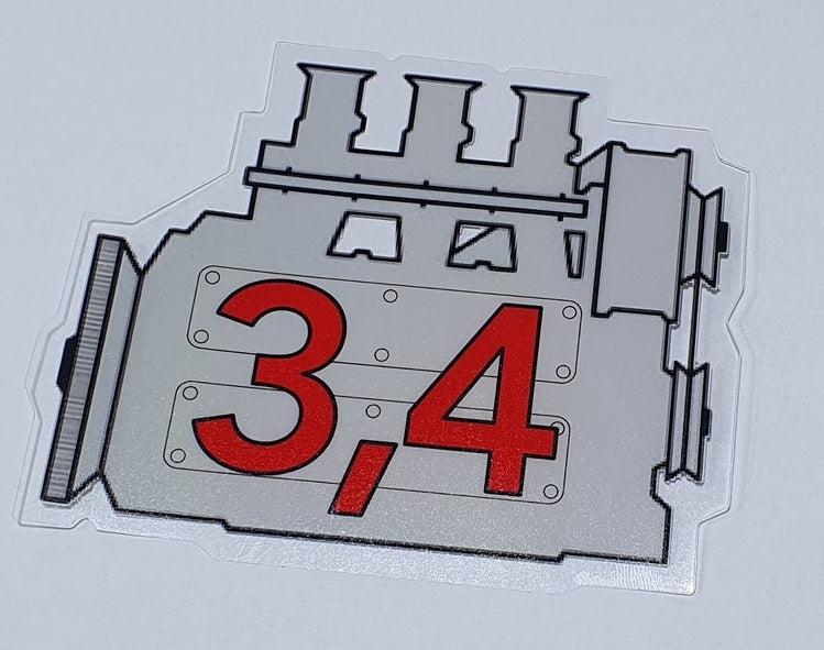 Porsche 911 3.4 engine window sticker - Retro Outlaw style rear screen decal