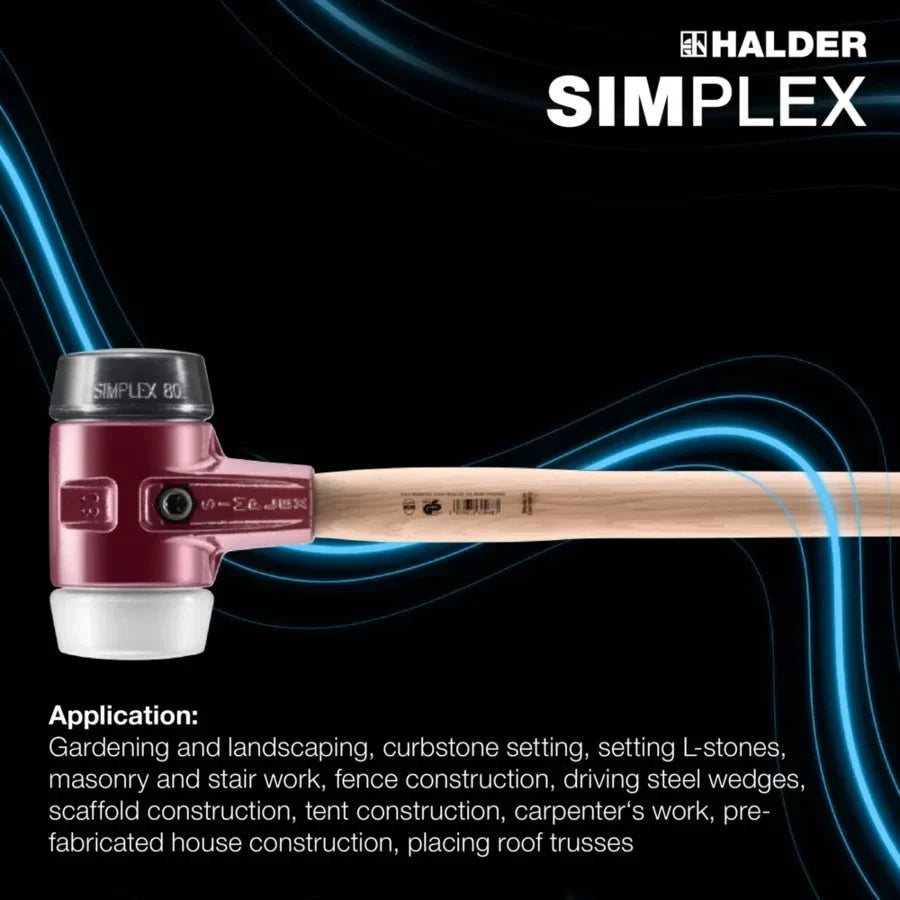 Halder Simplex soft-face sledge hammer, cast iron housing - Rubber composition / Superplastic