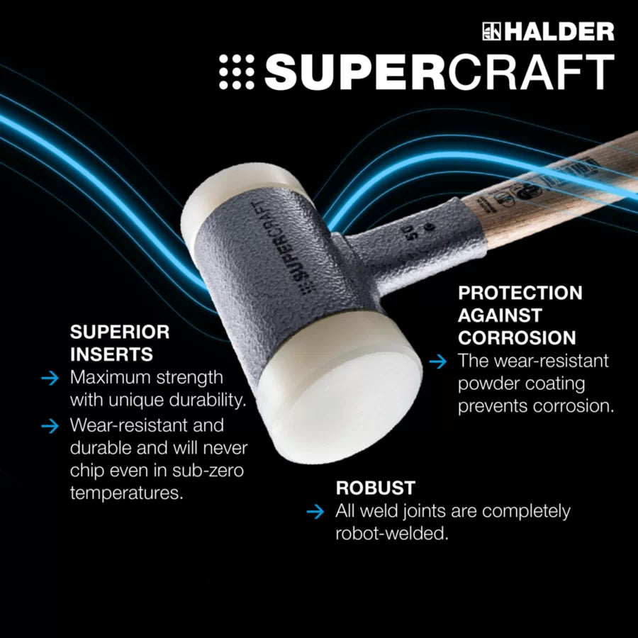Halder Supercraft soft-face mallet, steel tube handle
