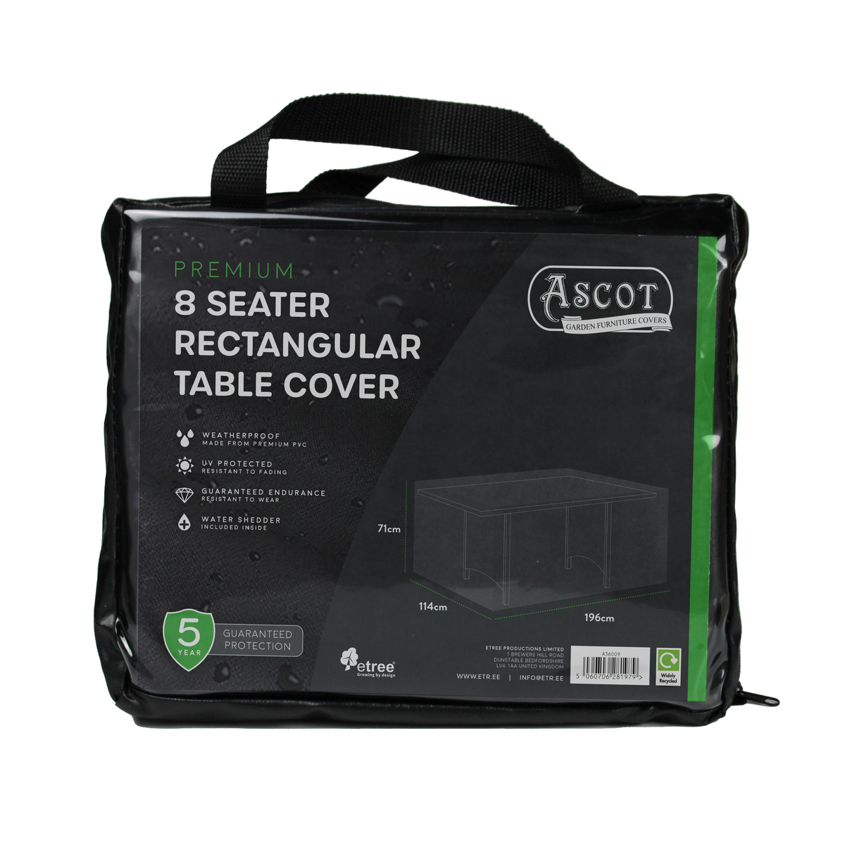 Premium Rectangular 8 seater table cover - 196 X 114 X 71 (H) cm