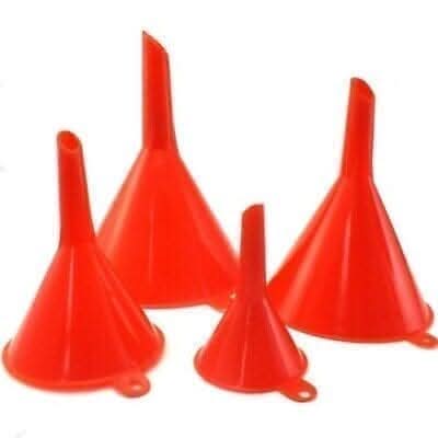 4pc Plastic Funnel Set Multi Purpose Pouring Aid for Home and Car