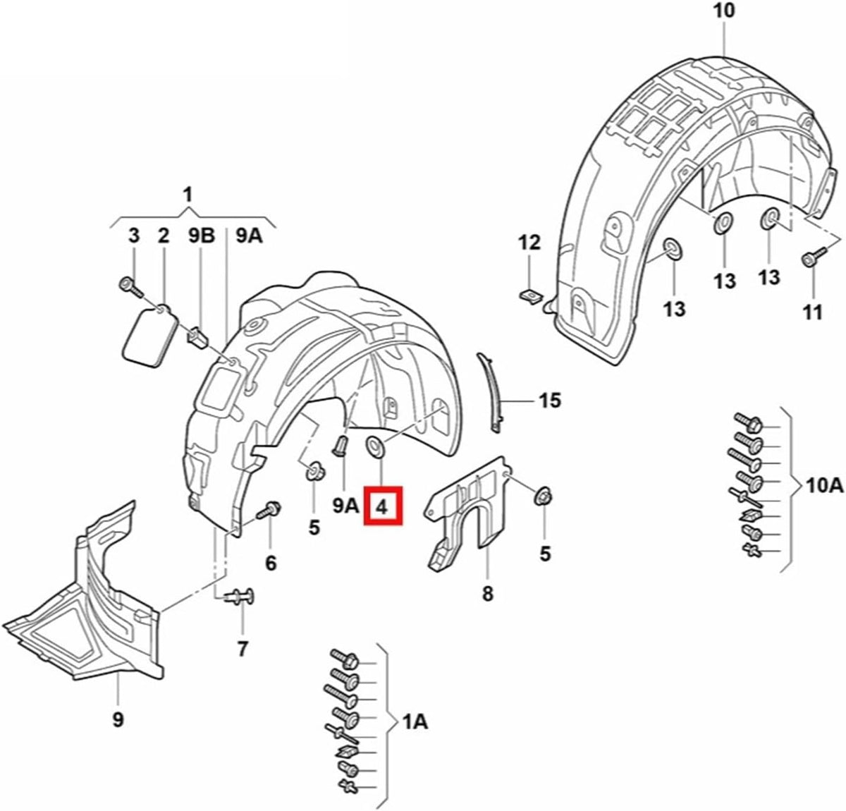 Audi & VW Wheel Arch Liner Fastener Washer 4F0825429A