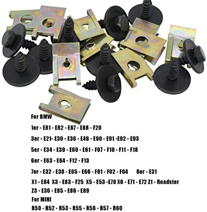 Wheel Arch Cover Undertray Splashguard HEX Screws & U Clip for BMW 20pcs/10 sets