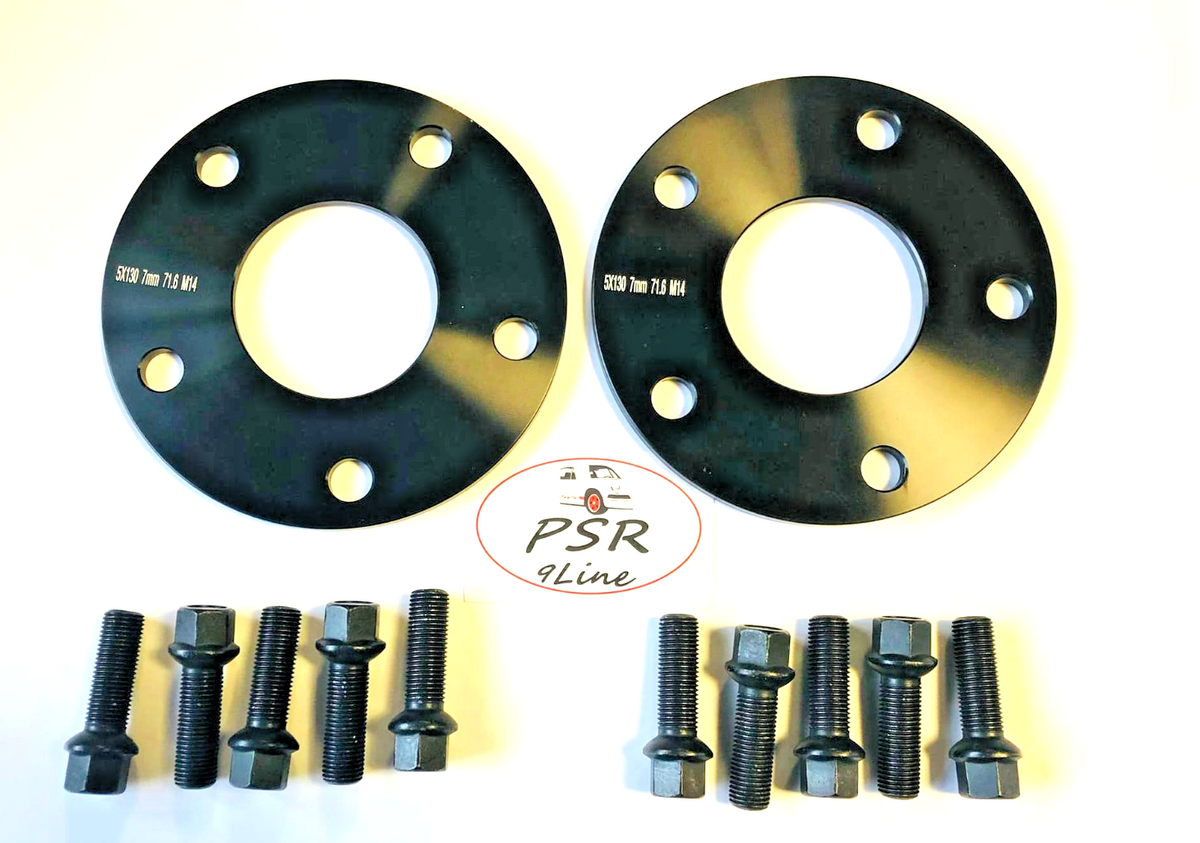 PORSCHE 7mm Wheel Spacers 5x130 With Extended AM Bolts  Precision Fit in Black