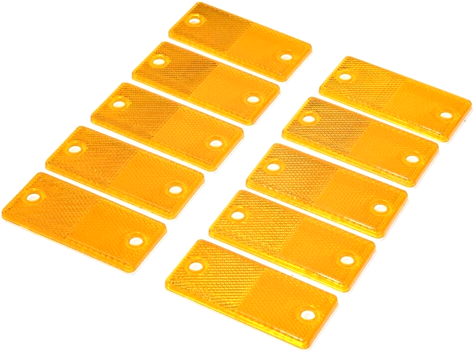 Amber E-Approved Rectangular Reflectors Trailers Caravans High-Quality 2pcs.